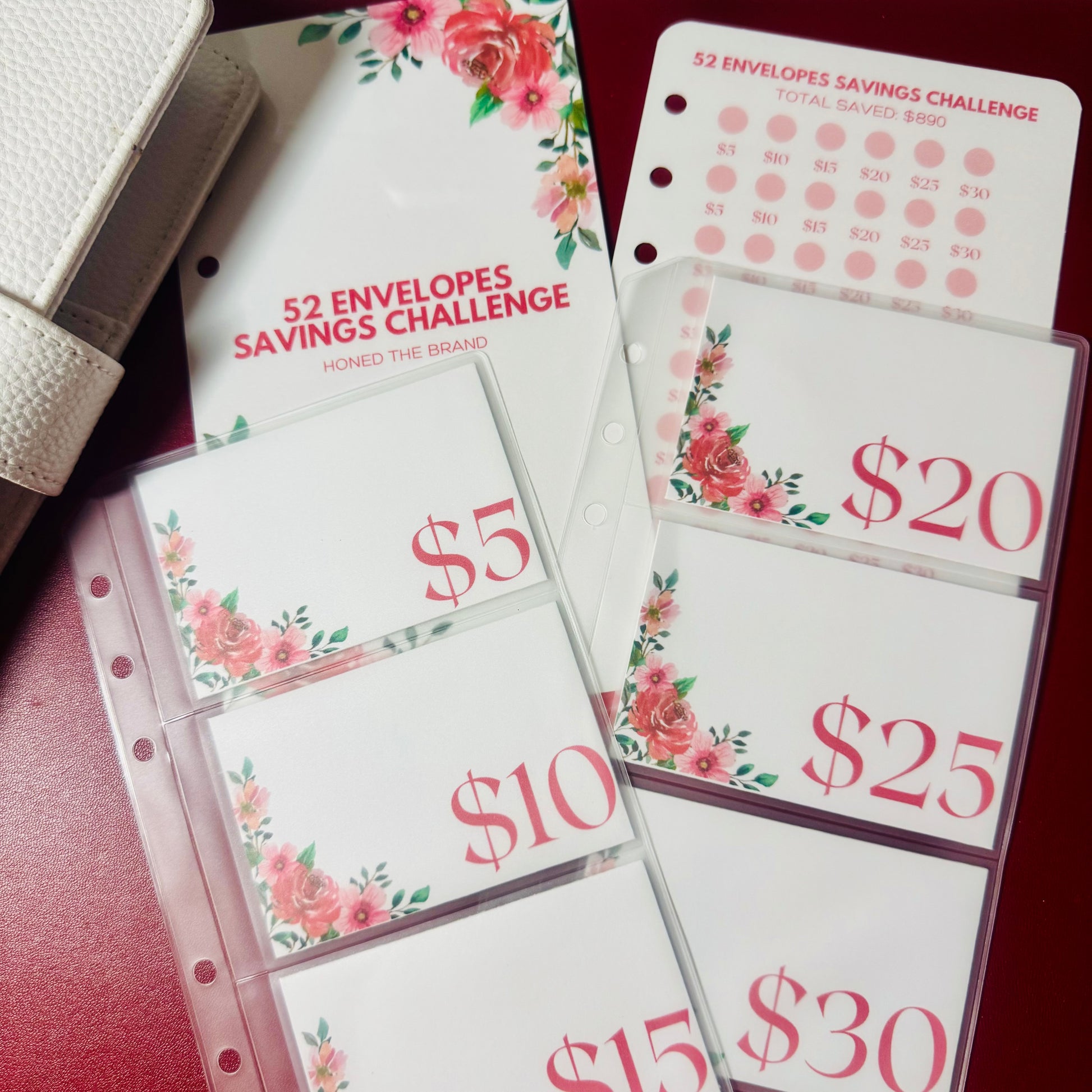 Pink Floral 52 Weeks Savings Challenge