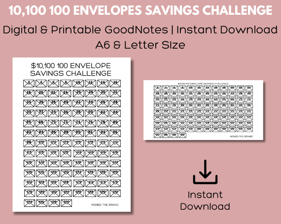 Digital 10,100 100 Envelope Savings Challenge