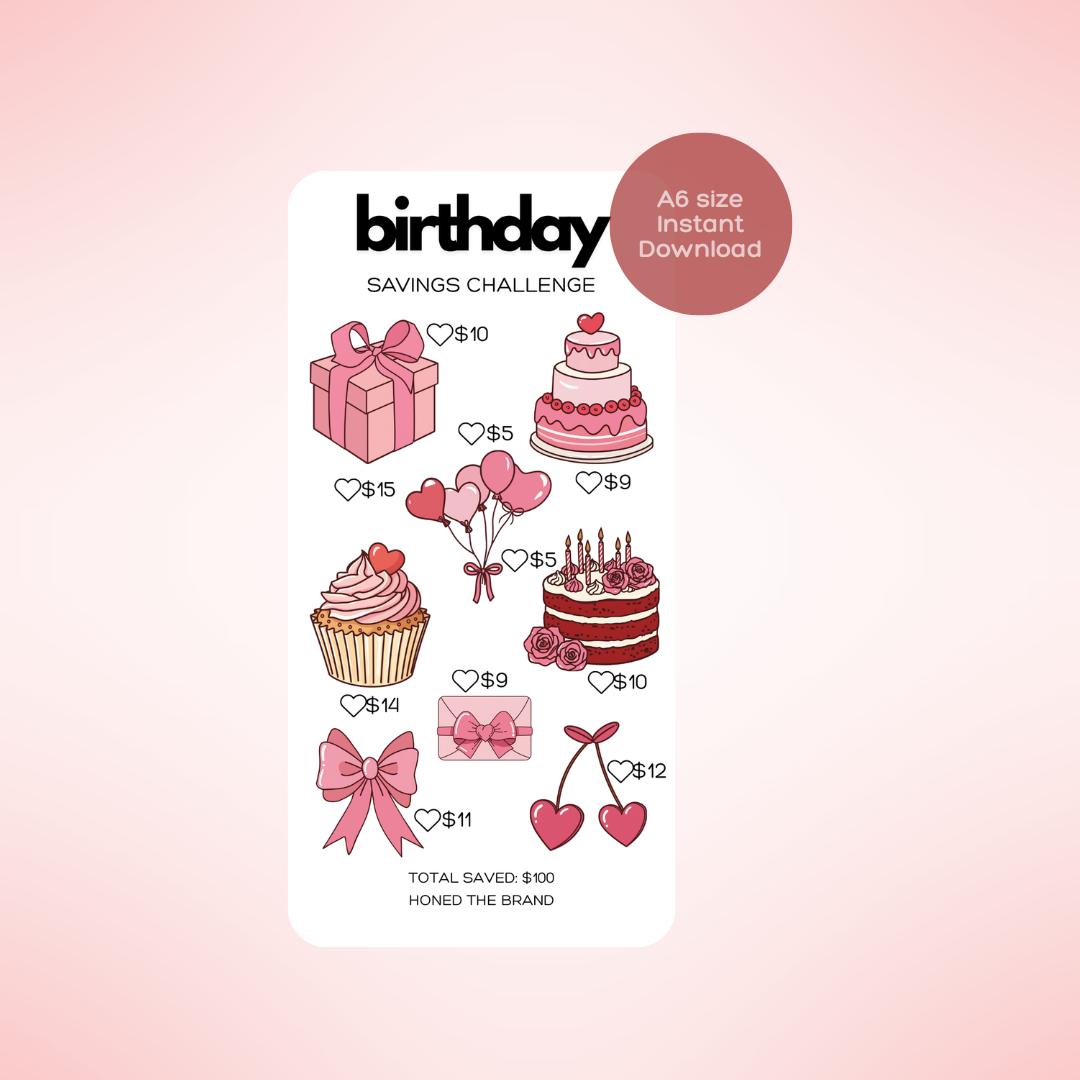 Digital A6 Birthday Savings Challenge