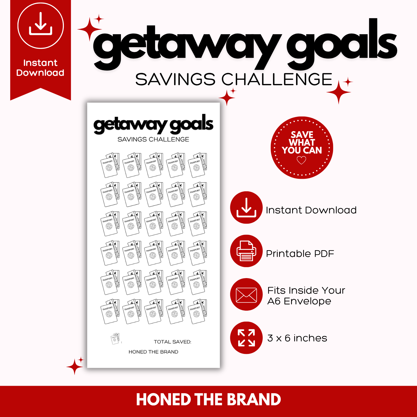 Digital A6 Minimal Getaway Goals Savings Challenge