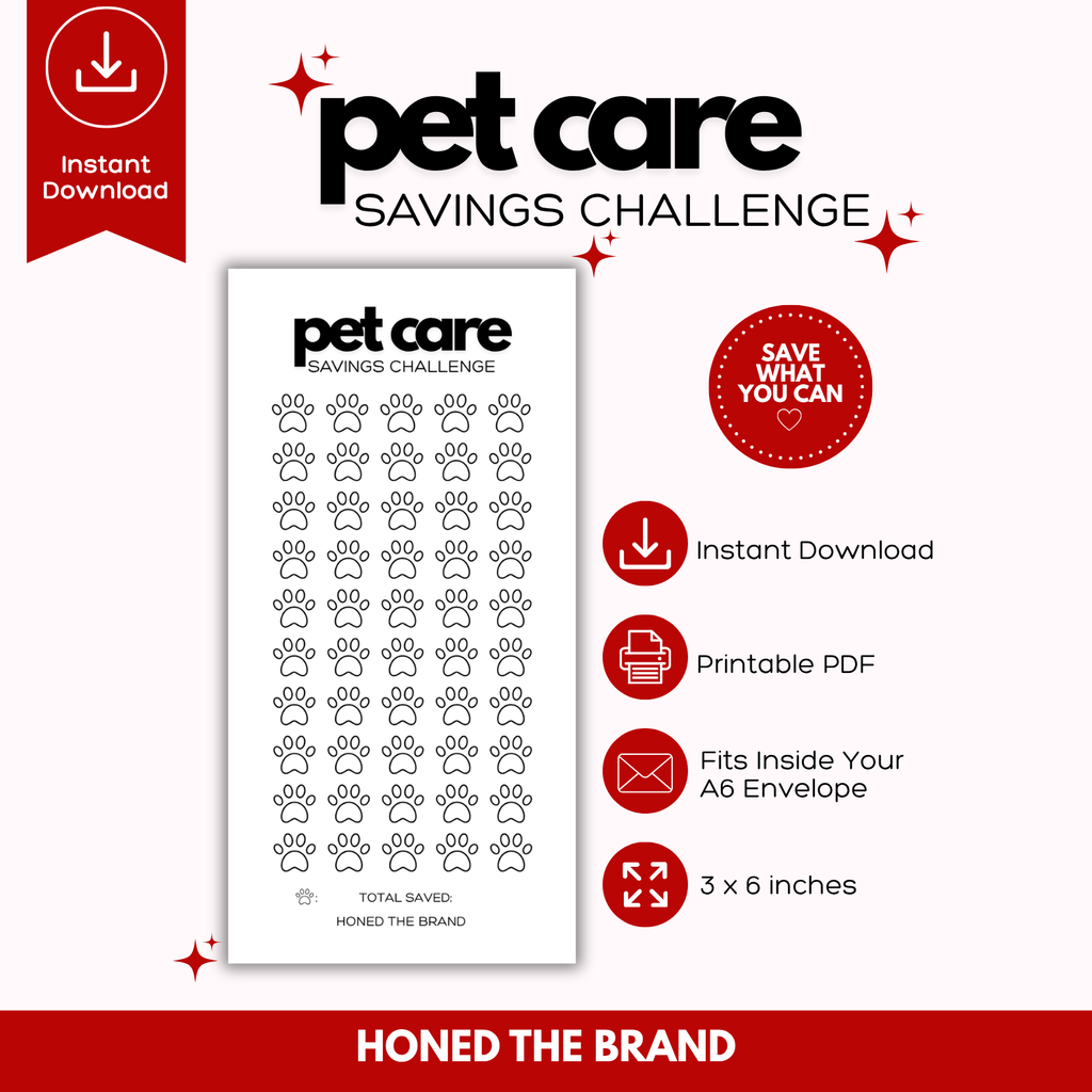 Digital A6 Minimal Pet Care Savings Challenge