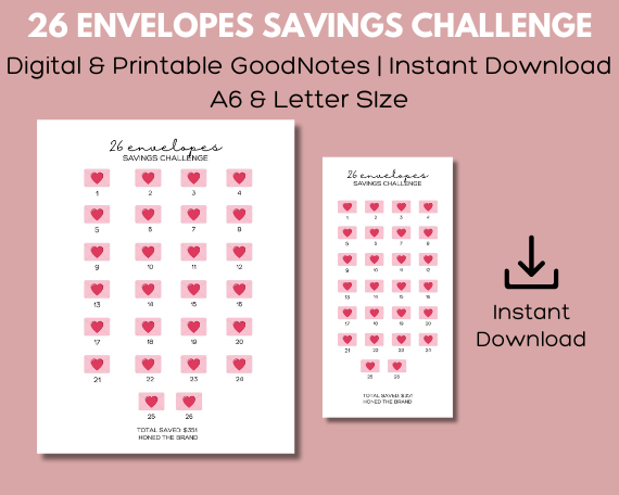 Digital 26 Envelopes Savings Challenge