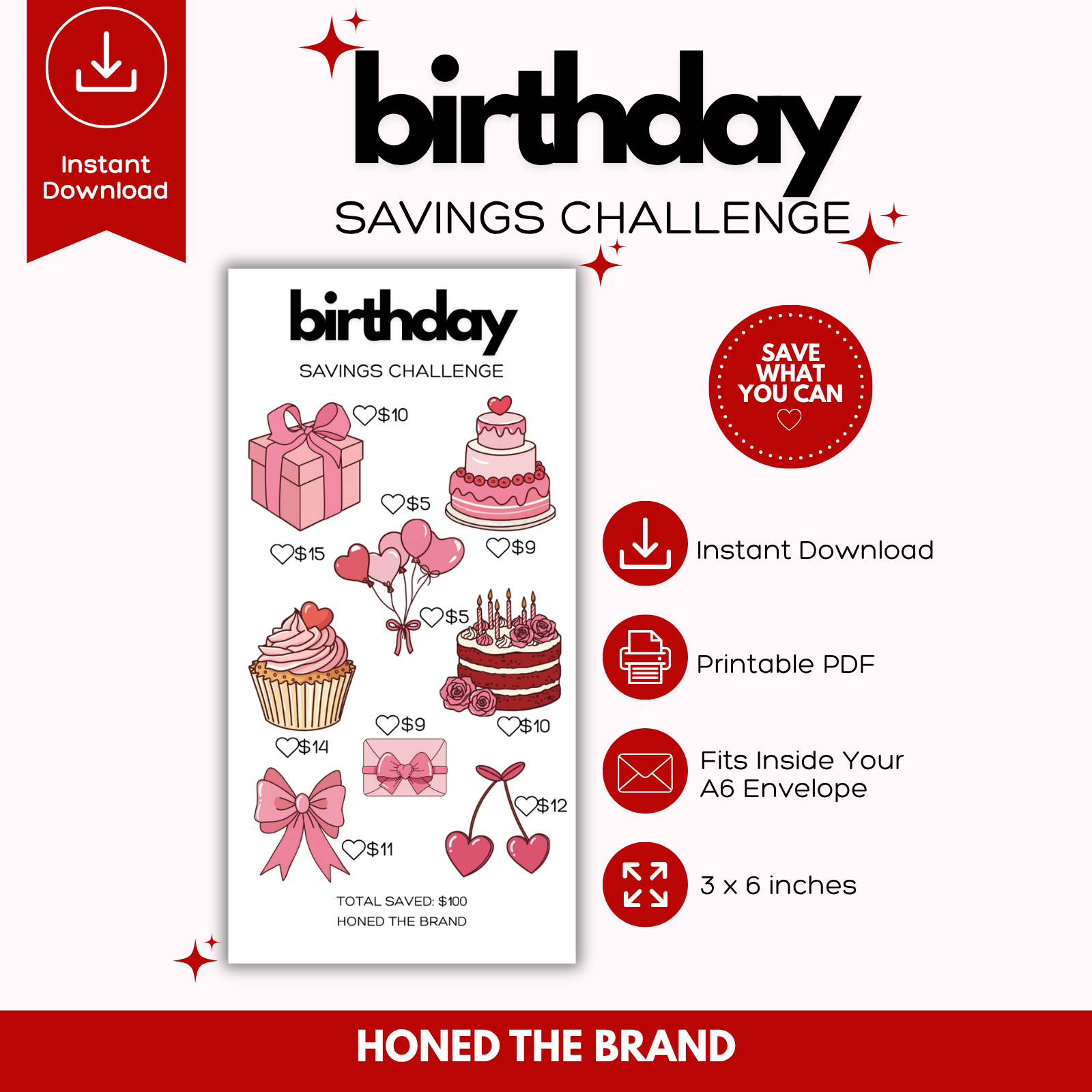 Digital A6 Birthday Savings Challenge