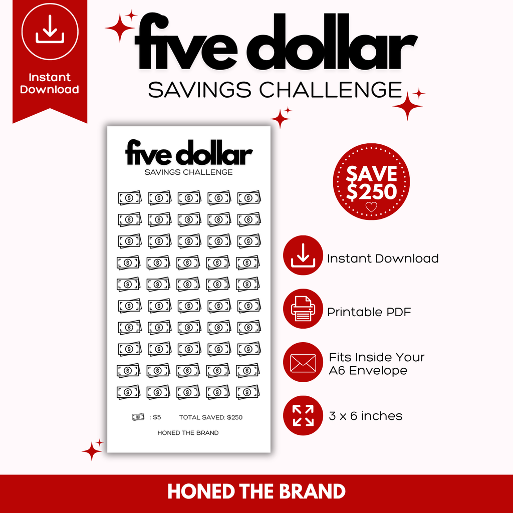 Digital A6 Minimal $5 Savings Challenge