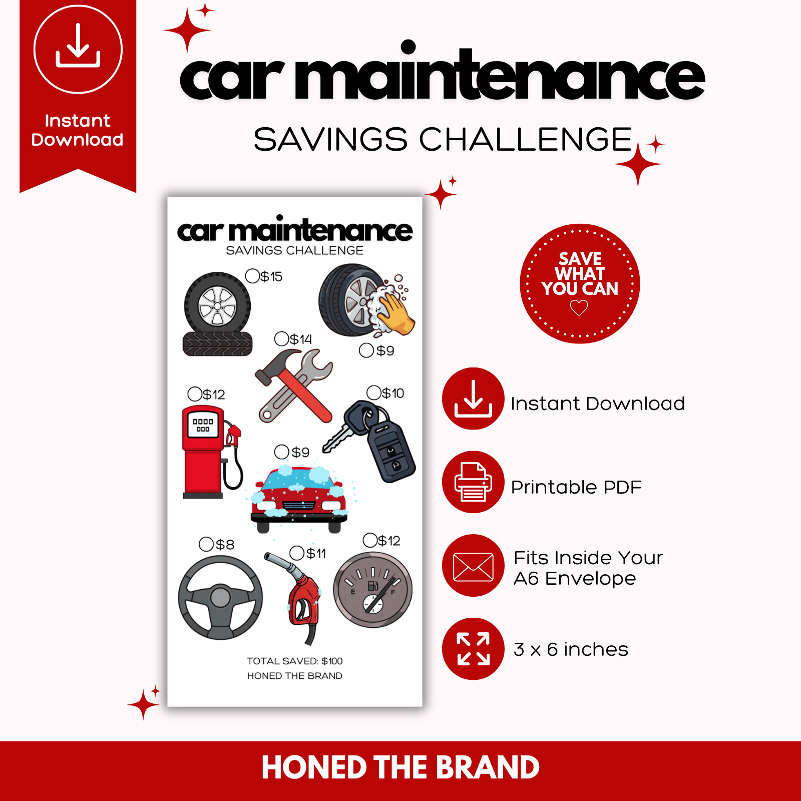 Digital A6 Car Maintenance Savings Challenge