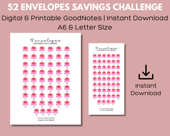 Digital 52 Envelopes Savings Challenge