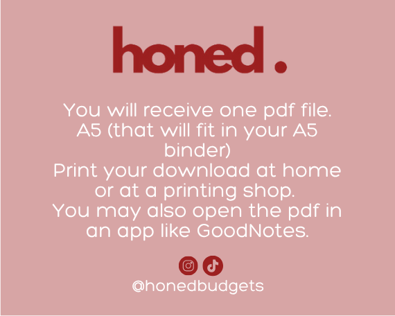 Digital Download A5 Budget Planner Inserts