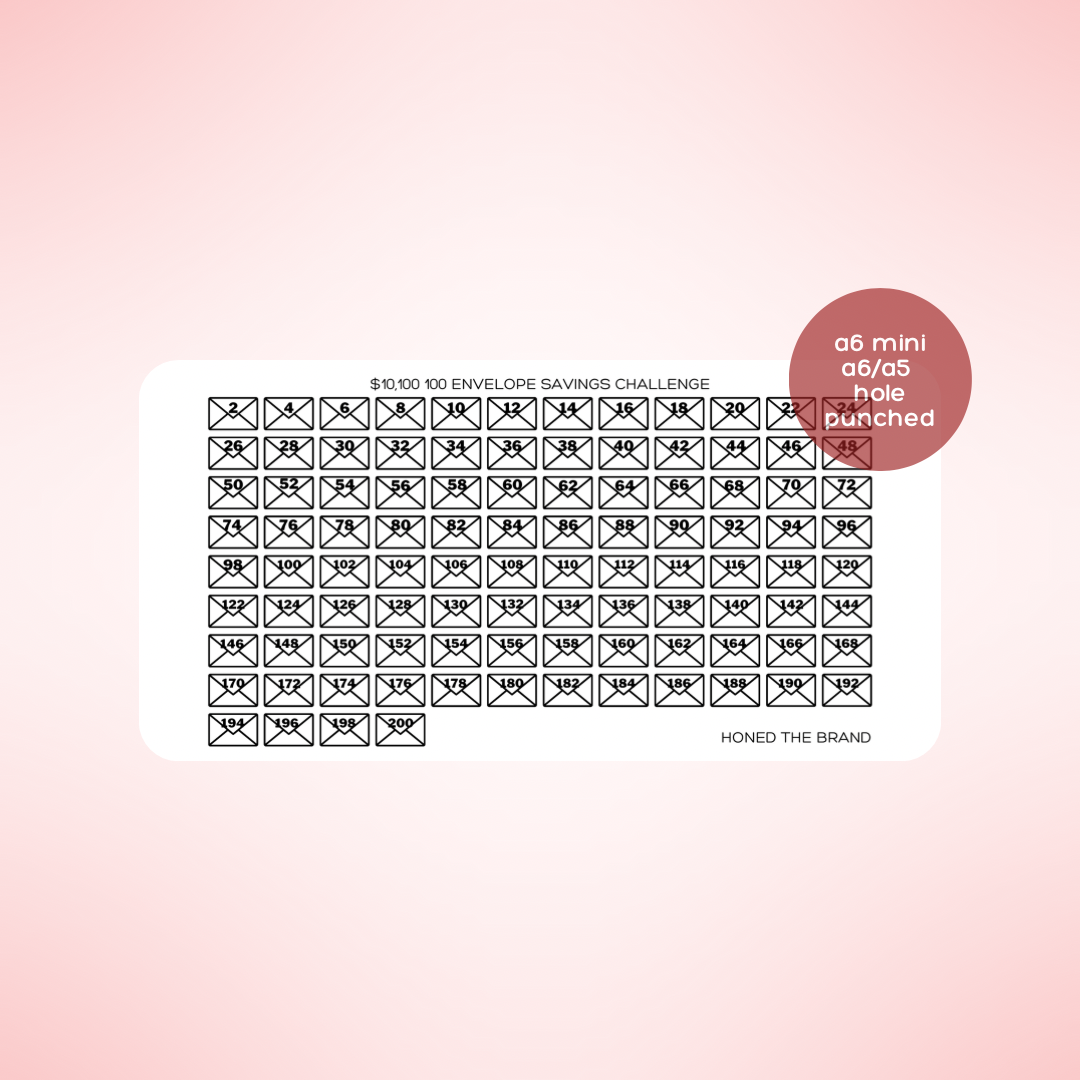 $10,000 100 Envelopes Savings Challenge