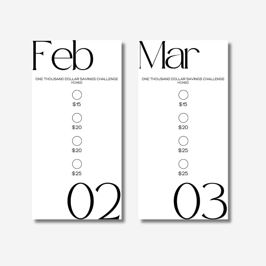 One Thousand Dollars Monthly Savings Challenge