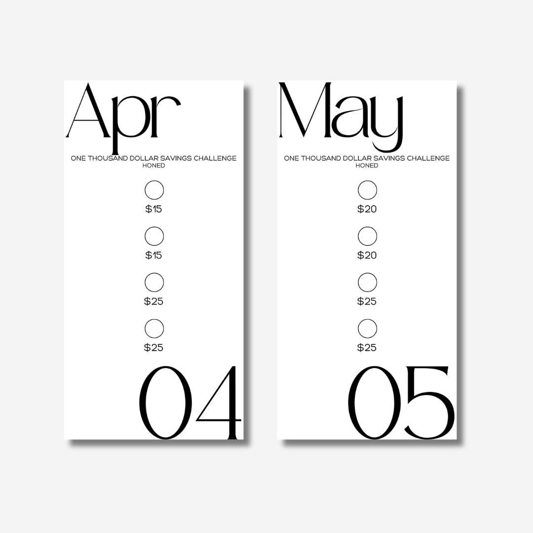 One Thousand Dollars Monthly Savings Challenge