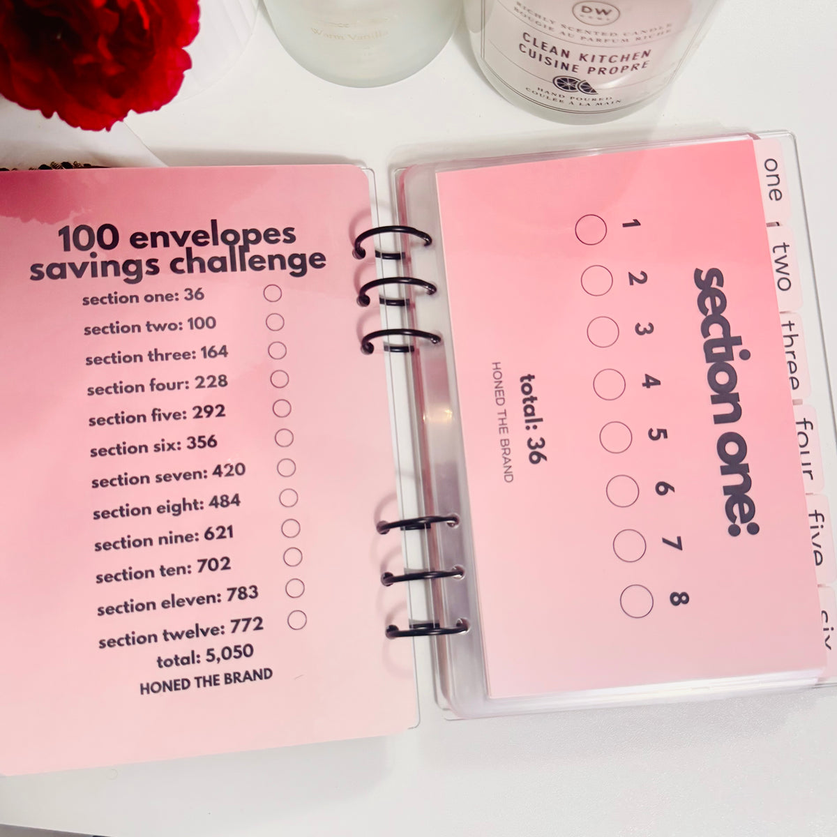 Tabbed 100 Envelopes Savings Challenge Binder