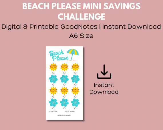 Digital A6 Beach Please Mini Savings Challenge