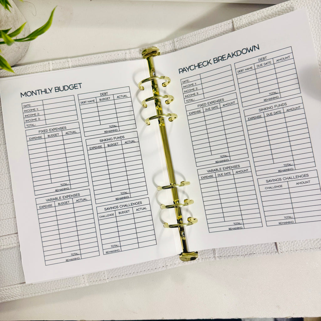 A5 Budget Planner Inserts