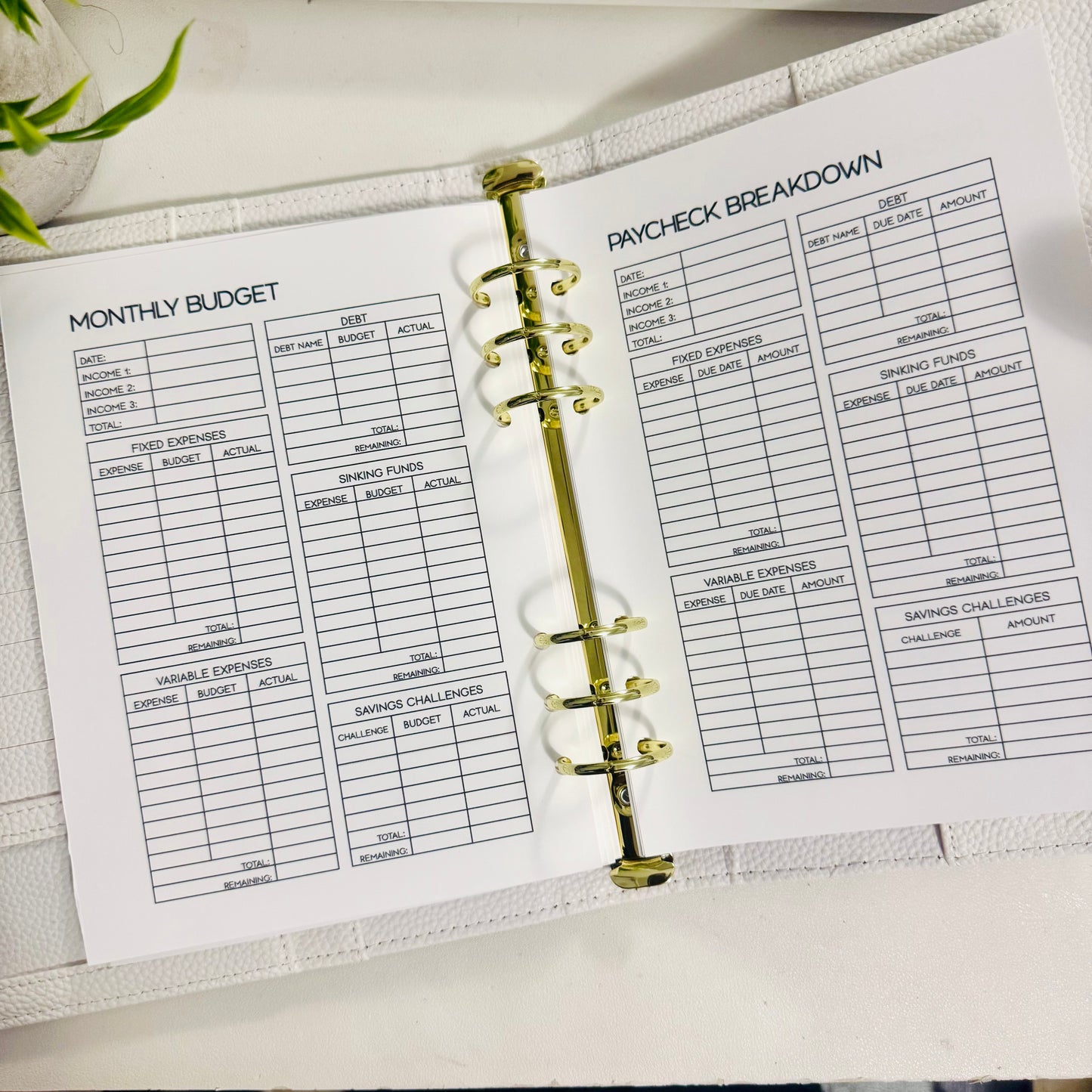 A5 Budget Planner Inserts
