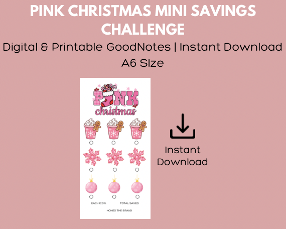 Digital A6 Pink Christmas Mini Savings Challenge