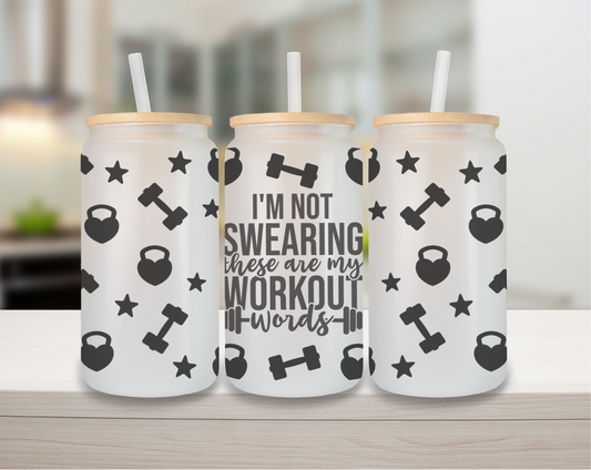 My Workout Words 16oz Glass Can Cup