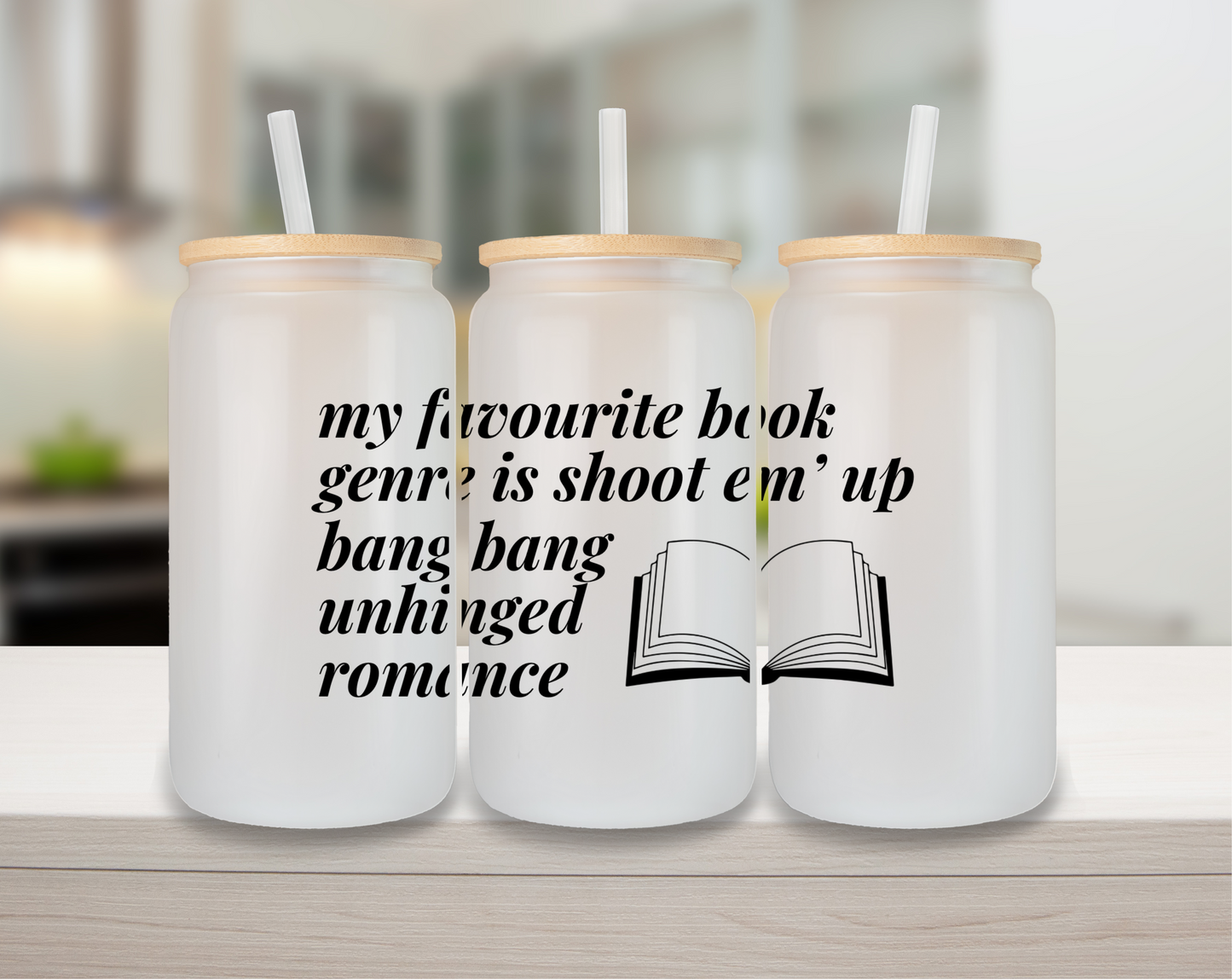 Favourite Book Genre 16oz Glass Can Cup