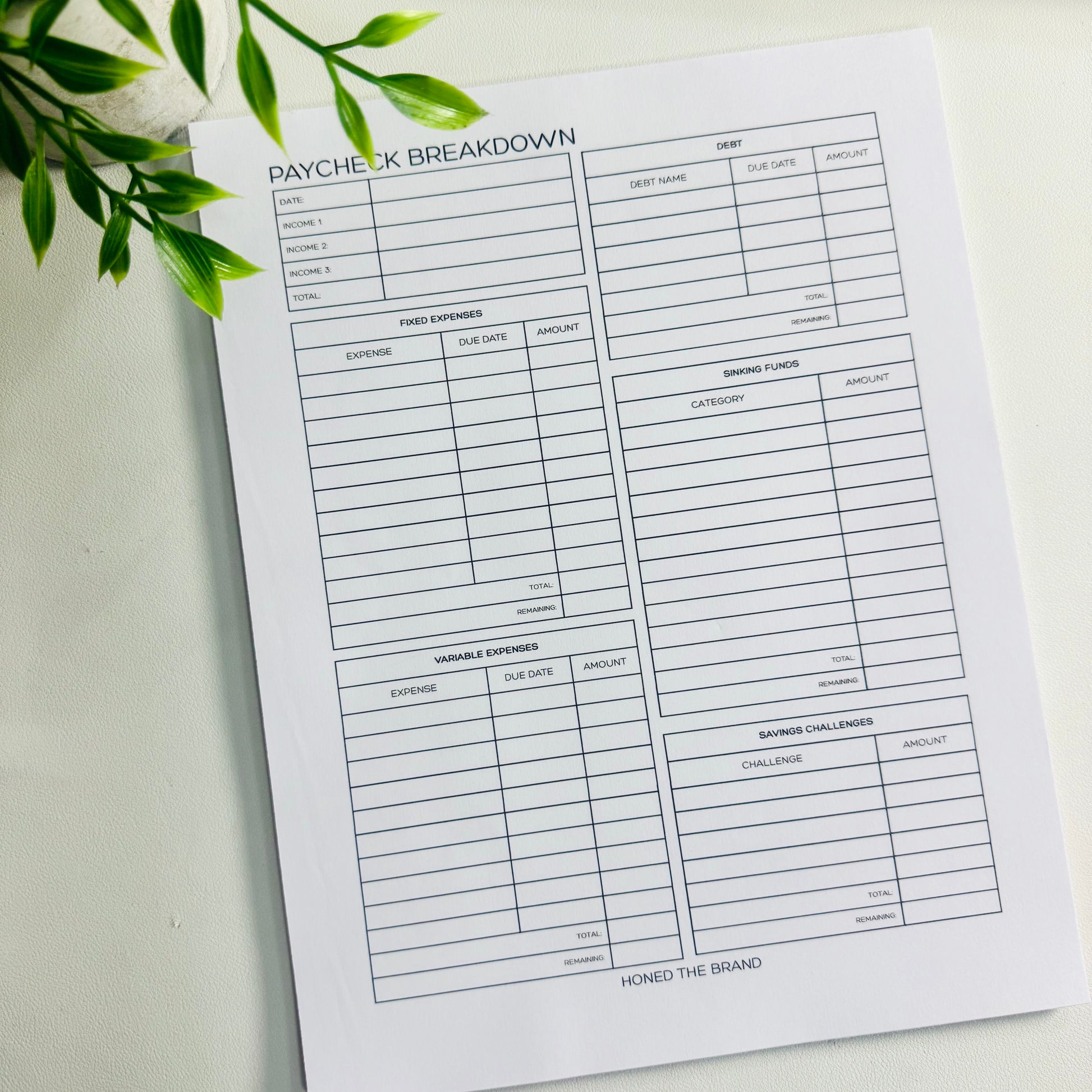 Paycheck Breakdown Notepad