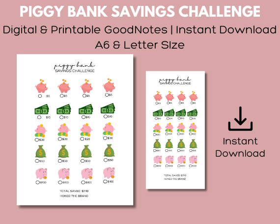 Digital Piggy Bank Savings Challenge