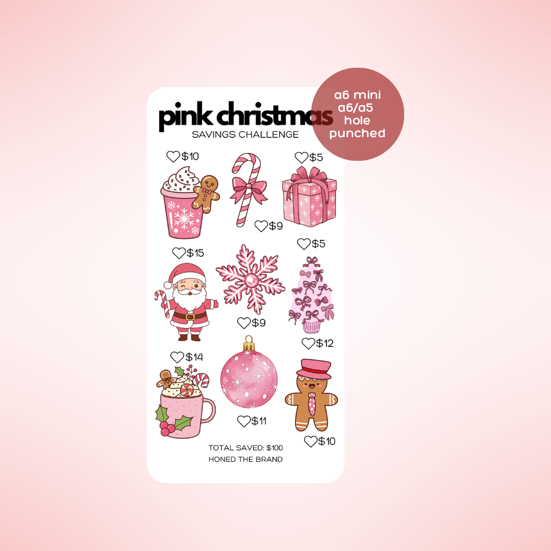 Digital A6 Pink Christmas Savings Challenge