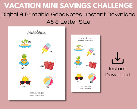 Digital Mini Vacation Savings Challenge